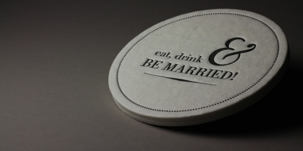 Page Stationery - Eat Drink and Be Married Letterpress Coaster