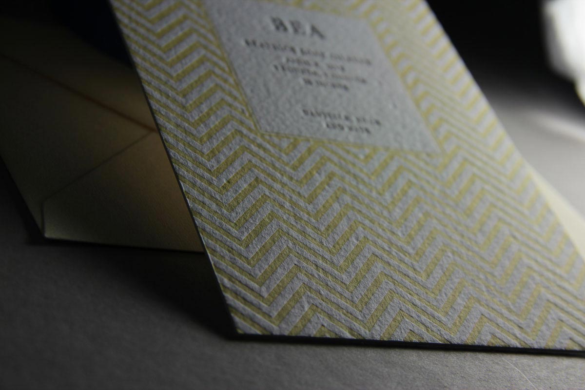 Page Stationery - Yellow Chevron Letterpress Baby Announcements
