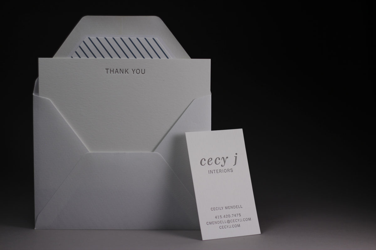 Page Stationery - Cecy J Interiors Letterpress Business Card and Thank You Card