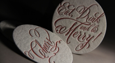 Page Stationery - Eat Drink and be merry letterpress holiday coasters