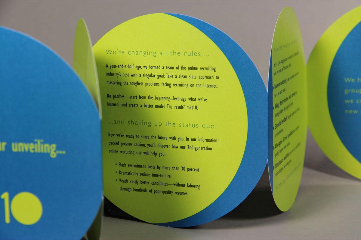 MKT10 - Trifold Invitation Die Cut into the shape of a circle
